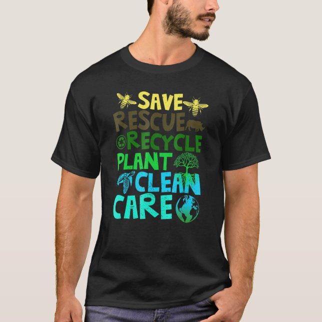 Camiseta Salvar a las abejas Rescate Animales Reciclar Plas (Anverso)
