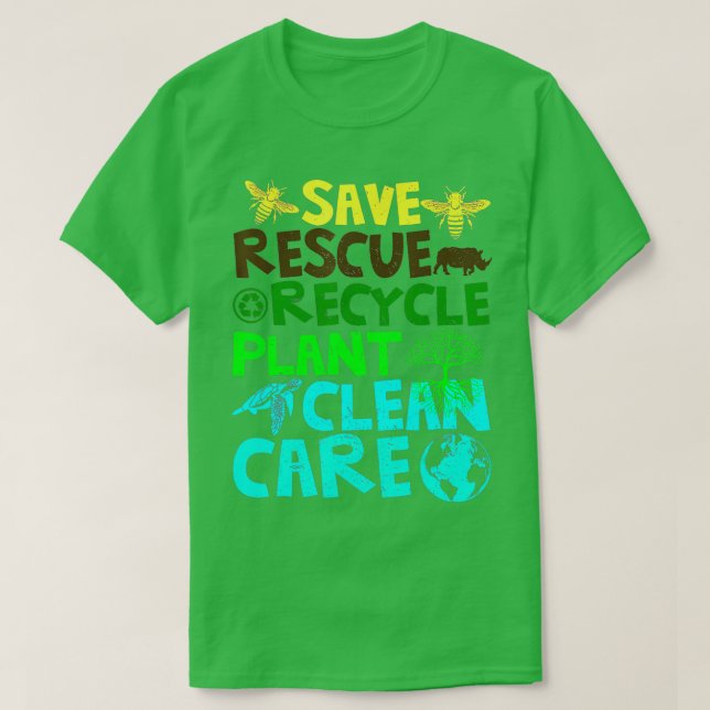 Camiseta Salvar a las abejas Rescate Animales Reciclar Plás (Diseño del anverso)