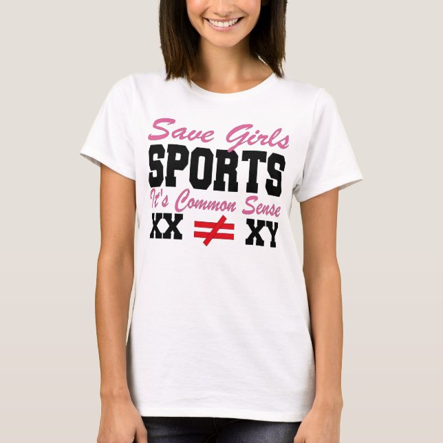 Camiseta Salvar a los Chicas Deportes Es sentido común XX D (Anverso)