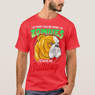 Camiseta Salvar a mi perro Bulldog de los zombis