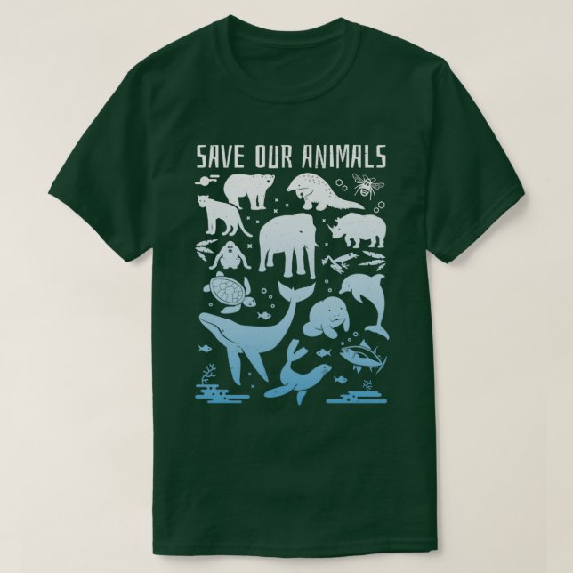 Camiseta Salvar a nuestros animales amenazados de muerte en (Diseño del anverso)
