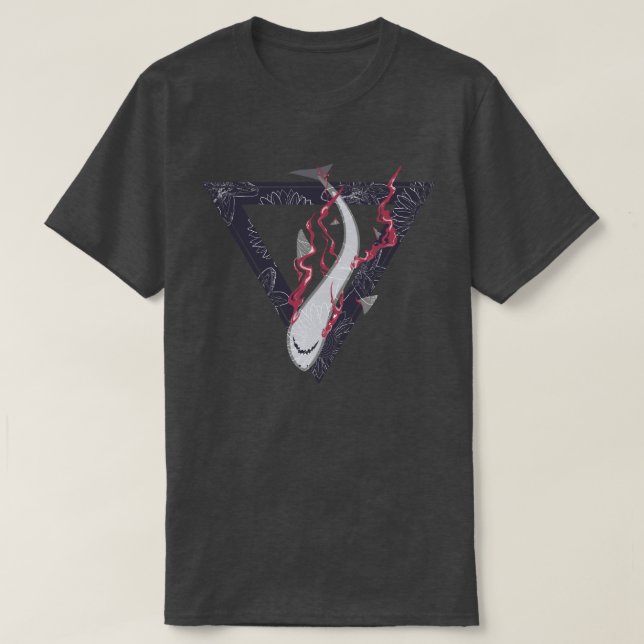 Camiseta salvar a nuestros tiburones SOS triángulo floral (Diseño del anverso)