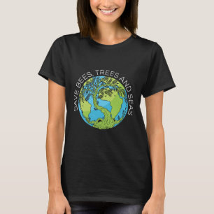 Camiseta Salvar Abejas Árboles Y Mares Cambio Climático