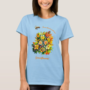 Camiseta Salvar abejas, cultivar flores