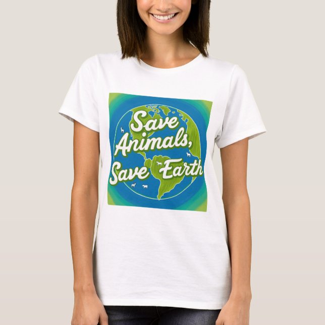 Camiseta Salvar animales, salvar la tierra - ecológicos (Anverso)
