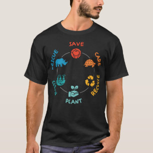 Camiseta Salvar Cuidar Reciclar Limpiar Planta (Tierra