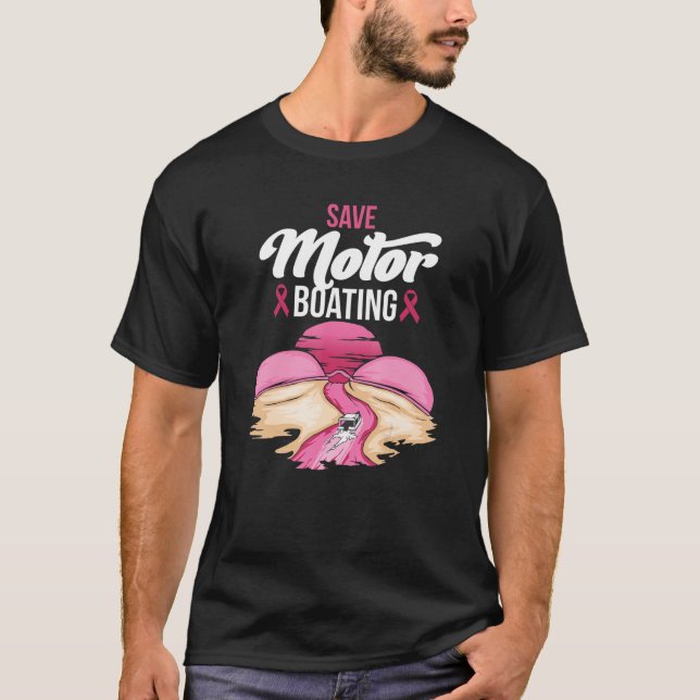 Camiseta Salvar el cáncer de mama en lancha motora Concienc (Anverso)
