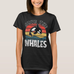 Camiseta Salvar el oro retro de las ballenas orca y el ball
