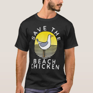 Camiseta Salvar el pollo de la playa Gaviota divertida