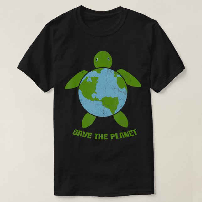 Camiseta Salvar el reciclamiento de la tortuga ambiental de (Diseño del anverso)