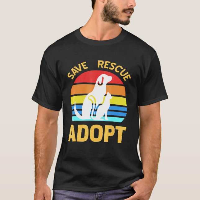 Camiseta Salvar el rescate adoptar la adopción pro Mascota (Anverso)