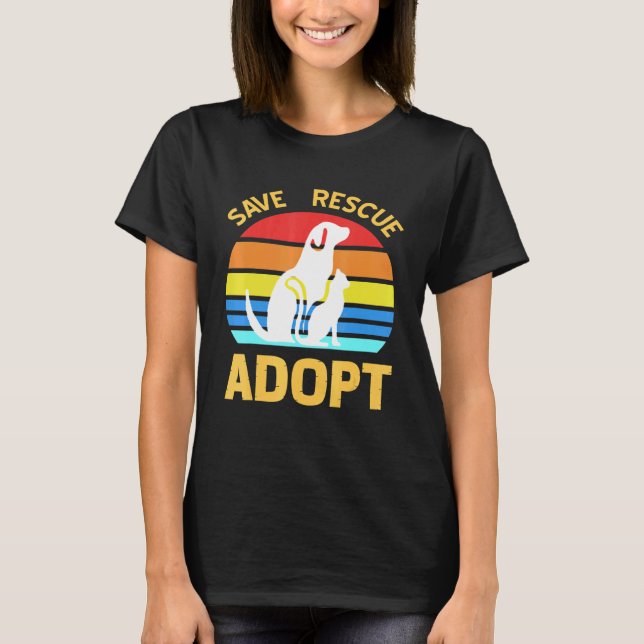 Camiseta Salvar el rescate adoptar la adopción pro Mascota (Anverso)