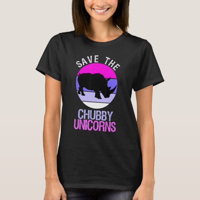 Camiseta Salvar el rinoceronte retro de Chubby Unicornios 1 (Anverso)
