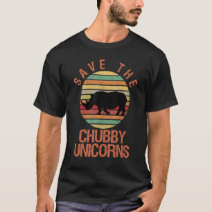 Camiseta Salvar el rinoceronte retro de Chubby Unicorns