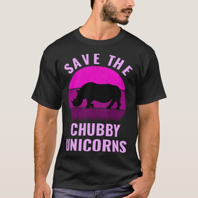 Camiseta Salvar el rinoceronte retro de Chubby Unicorns (Anverso)