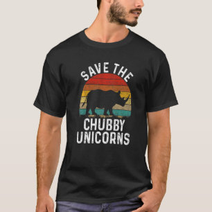 Camiseta Salvar el rinoceronte retro de Chubby Unicorns