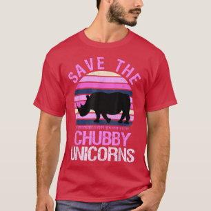 Camiseta Salvar el rinoceronte retro de Chubby Unicorns