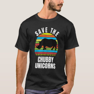 Camiseta Salvar el rinoceronte retro de Chubby Unicorns