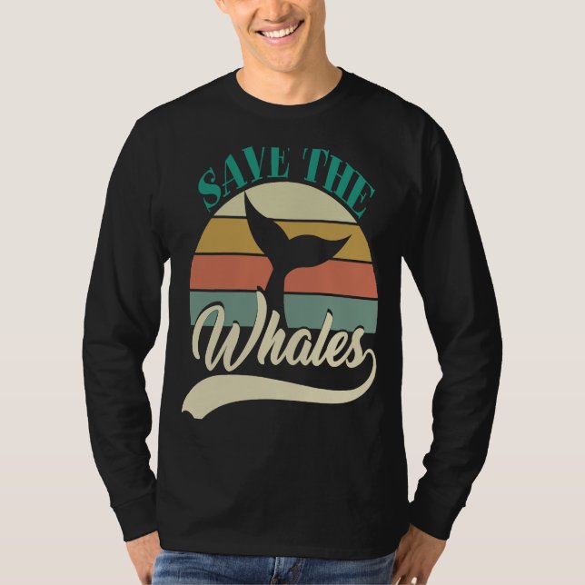 Camiseta Salvar el viejo retro de las ballenas (Anverso)