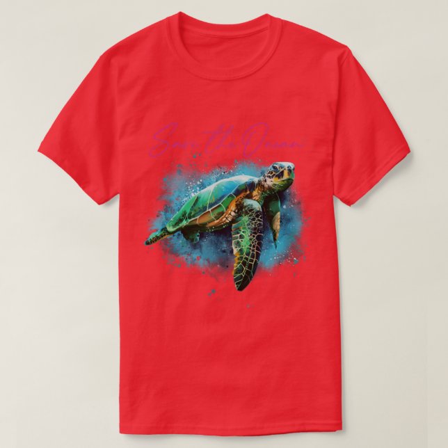 Camiseta Salvar la conciencia ambiental de la tortuga marin (Diseño del anverso)