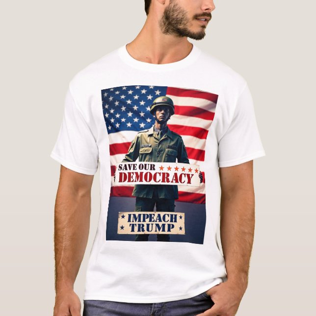 Camiseta Salvar la democracia impregna a Trump (Anverso)