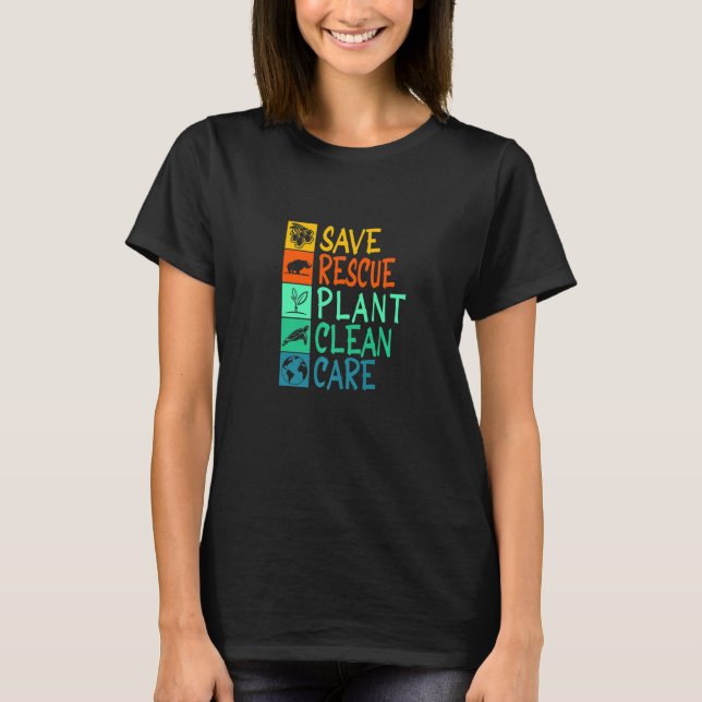 Camiseta Salvar la planta de rescate de cuidado limpio Reci (Anverso)