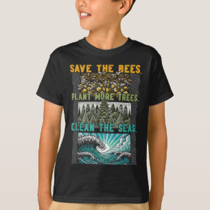 Camiseta Salvar las abejas plantar árboles limpios Mares Me