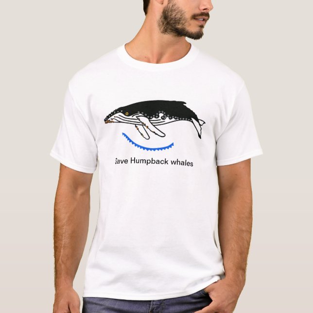 Camiseta Salvar las BALLENAS DE HUmpback - Dibujo animal en (Anverso)