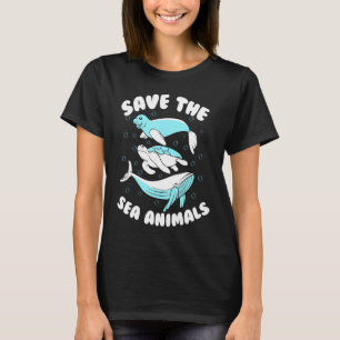 Camiseta Salvar Los Animales Marinos Tortuga Linda Biología