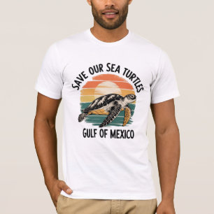 Camiseta Salvar nuestras tortugas marinas Retro Sunset Golf