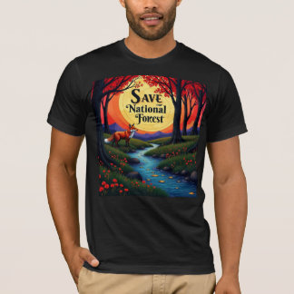 Camiseta salvar nuestro bosque nacional y nuestros parques