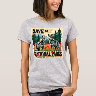 Camiseta salvar nuestro bosque nacional y nuestros parques