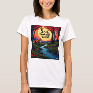 Camiseta salvar nuestro bosque nacional y nuestros parques