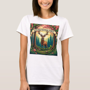 Camiseta Salvar nuestro diseño de ciervos forestales nacion