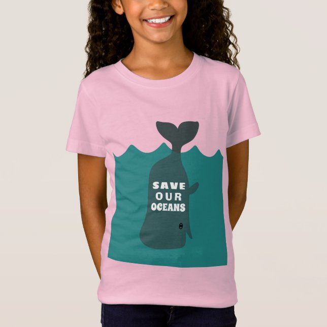 Camiseta Salvar nuestros océanos Arte ambiental Chica de ba (Anverso)