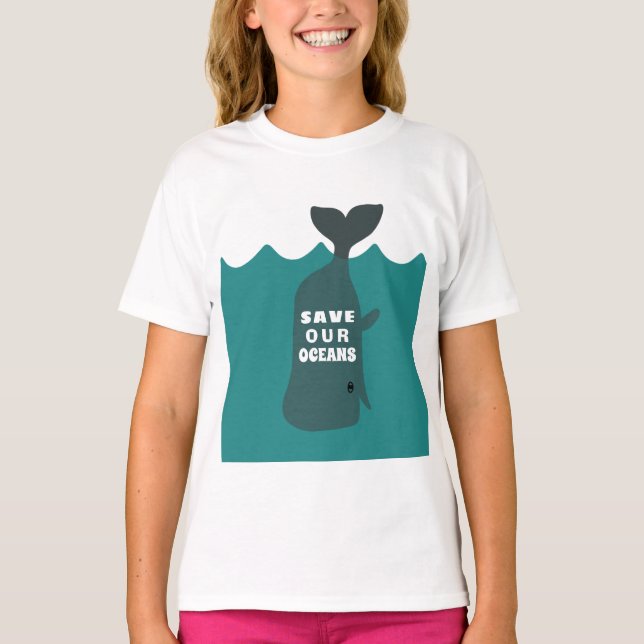 Camiseta Salvar nuestros océanos Arte Medioambiental Niños  (Anverso)