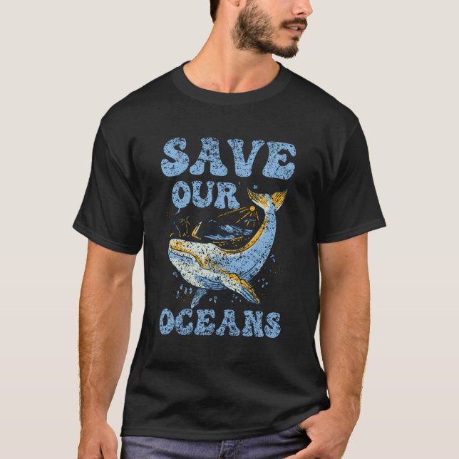 Camiseta Salvar nuestros océanos proteger el mar limpio (Anverso)