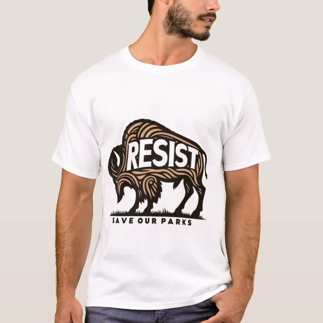 Camiseta Salvar Nuestros Parques Retro Bison Resist Environ (Anverso)