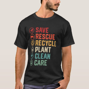 Camiseta Salvar Reciclar Proteger Día de la Tierra Ecológic