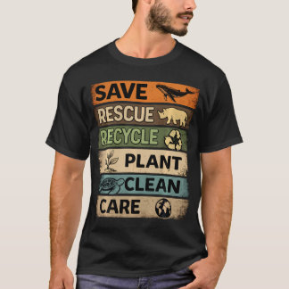 Camiseta Salvar Rescatar Reciclar Cuidado de Plantas Día de