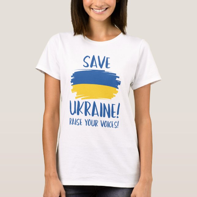 Camiseta Salvar Ucrania alza tus voces (Anverso)