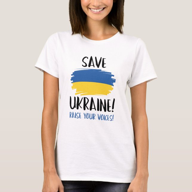 Camiseta Salvar Ucrania alza tus voces (Anverso)