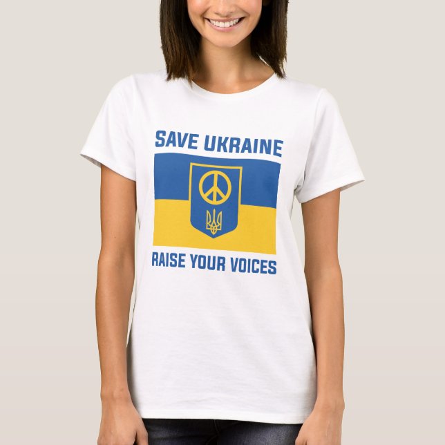 Camiseta Salvar Ucrania alza tus voces (Anverso)
