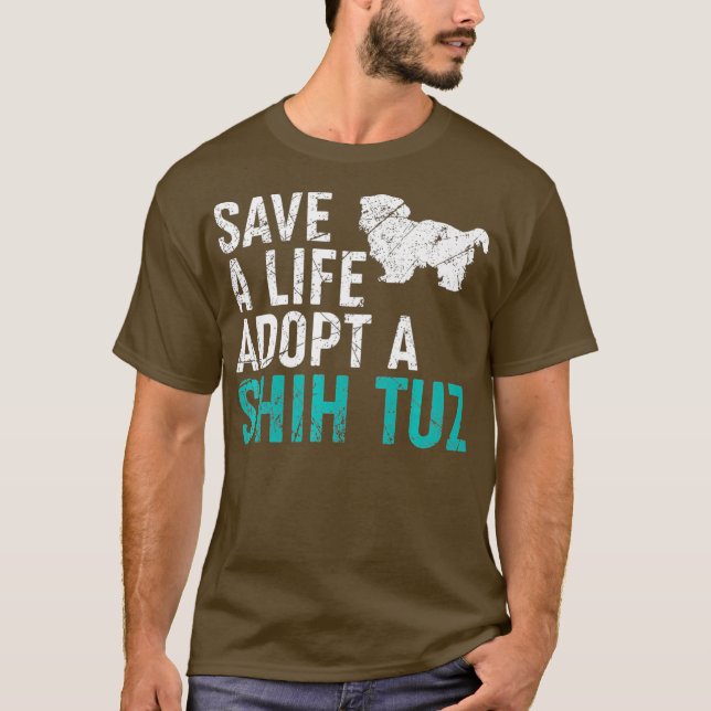 Camiseta Salvar una vida adoptar un perro rescate shih tzu  (Anverso)