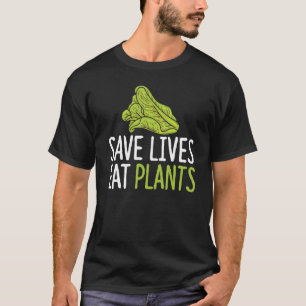 Camiseta Salvar vidas Comer plantas Vegan lechuga Vegetaria