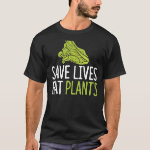 Camiseta Salvar vidas Comer plantas Vegan lechuga Vegetaria