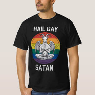 Camiseta Salve Satan Gay Divertido Cabra Gótico Gótica LGBT