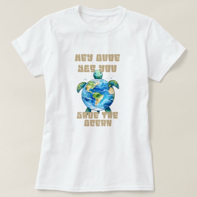 Camiseta Salvemos a la tortuga oceánica (Diseño del anverso)