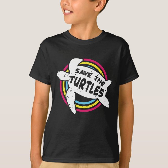 Camiseta Salvemos a las tortugas y la prevención del cambio (Anverso)