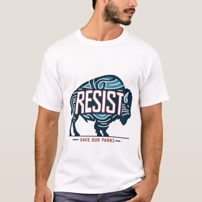 Camiseta Salvemos Nuestros Parques Retro Bison Resiste Ambi (Anverso)